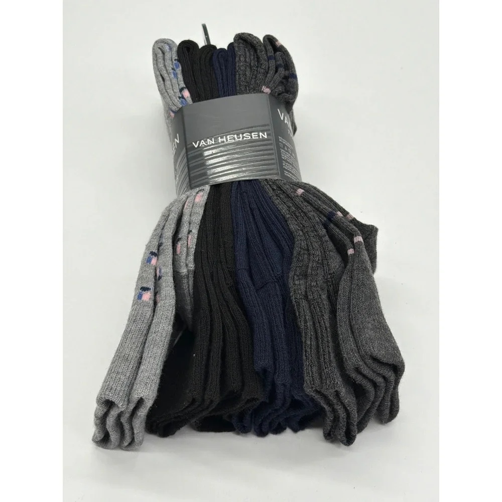 Van Heusen Mens 7 Pair Premium Dress Socks Black Navy Grey Wicking VHM251DR01002